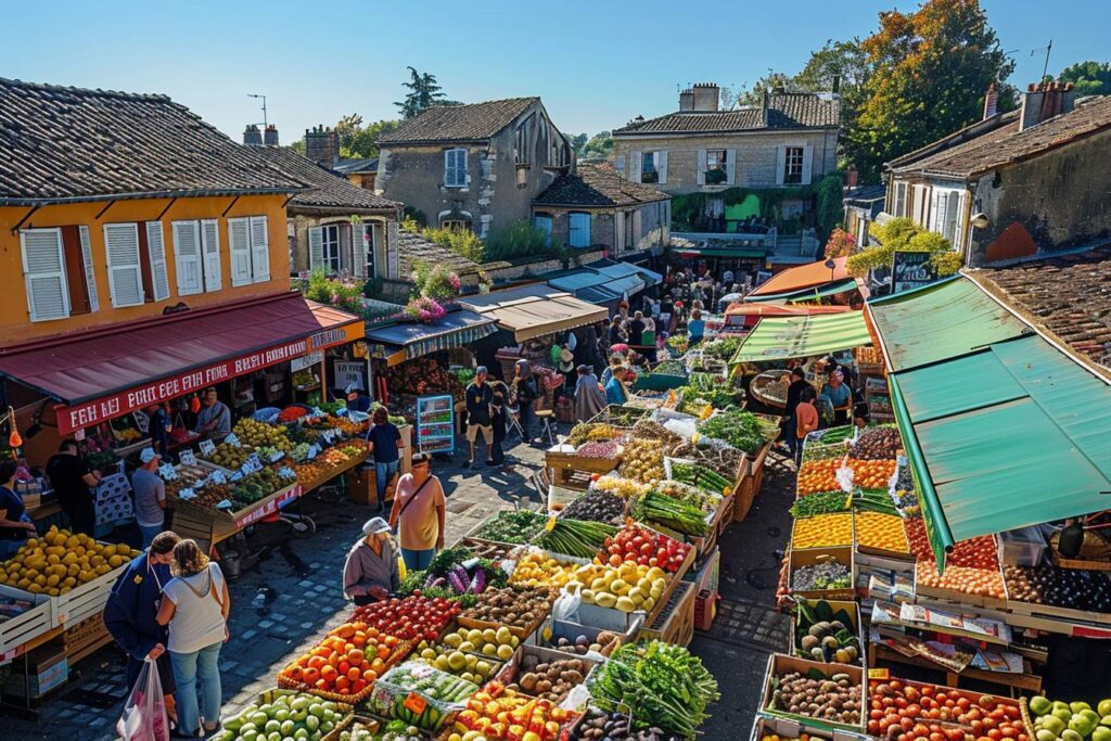 Vue dynamique de la rue principale d’Argenteuil bondée de boutiques locales, idéale pour une aventure de shopping unique.